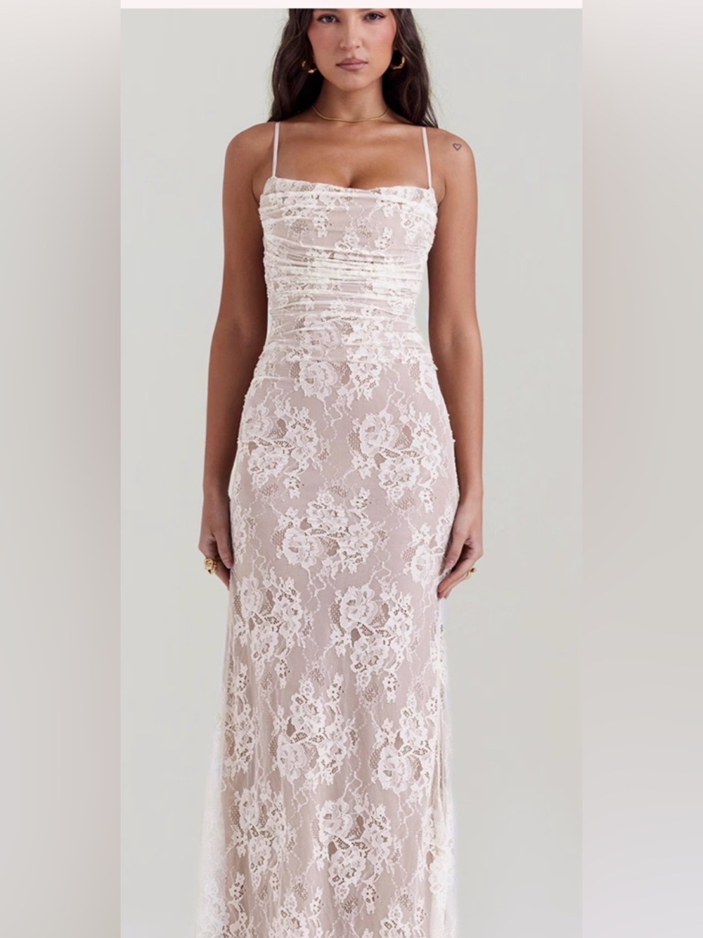 Vintage Cream Lace Maxi Dress size M